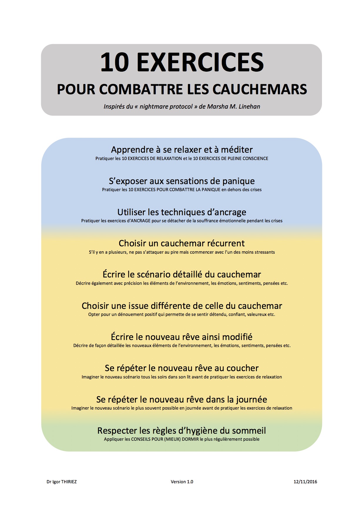 Combattre les cauchemars [10 ex.]
